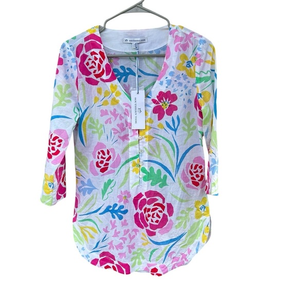 NWT Southern Tide 100% Cotton Shirt - Size XS - Flowers - Picture 2 of 12